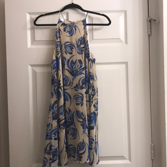NWOT High neck blue/tan swing dress - Picture 2 of 4